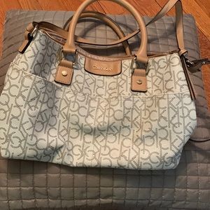 Calvin Klein monogram purse cream and beige